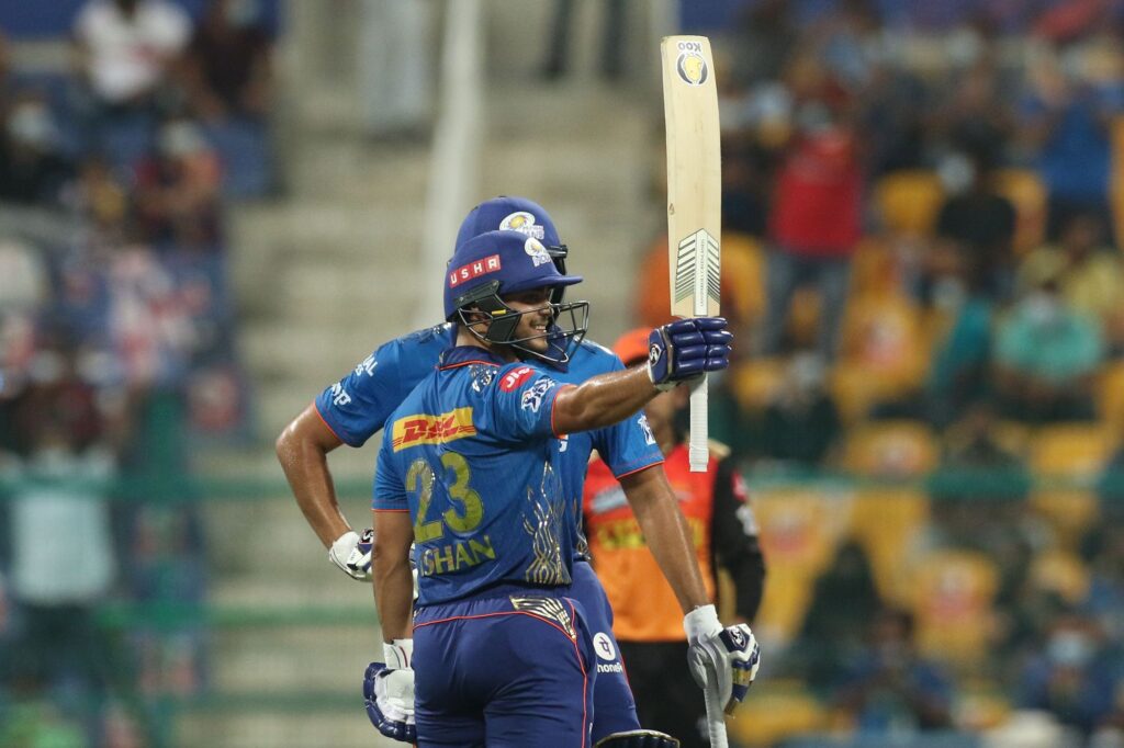 Ishan Kishan celebrating after scoring fifty
