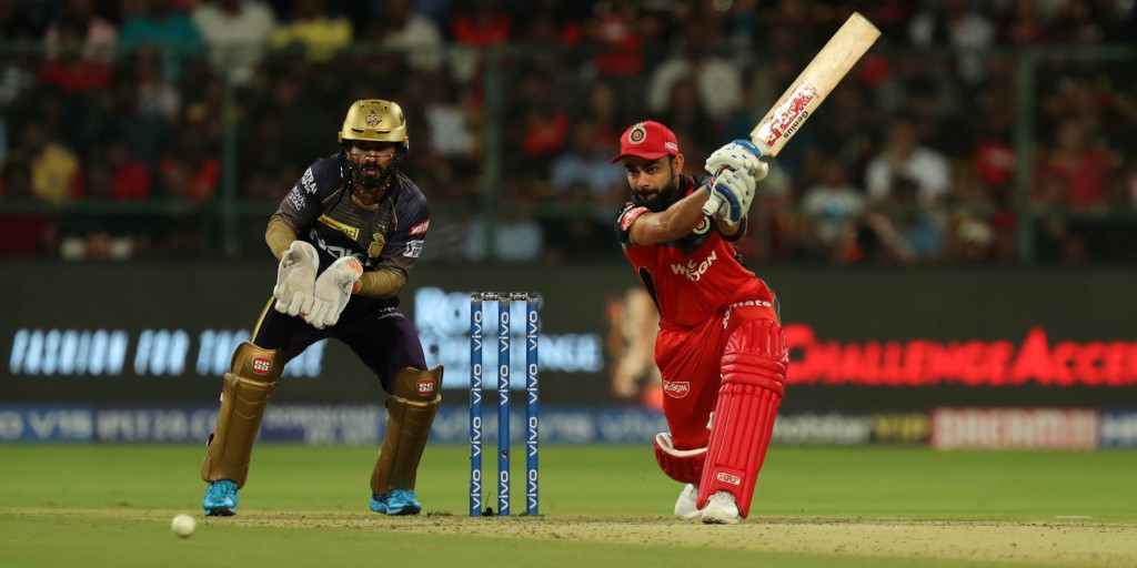 Virat Kohli playing cover drive