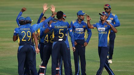 Sri Lanka celebrating after taking wicket