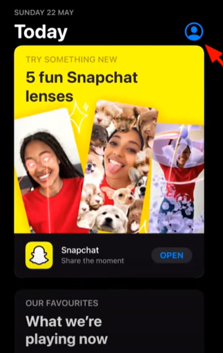 App store interface and profile icon.