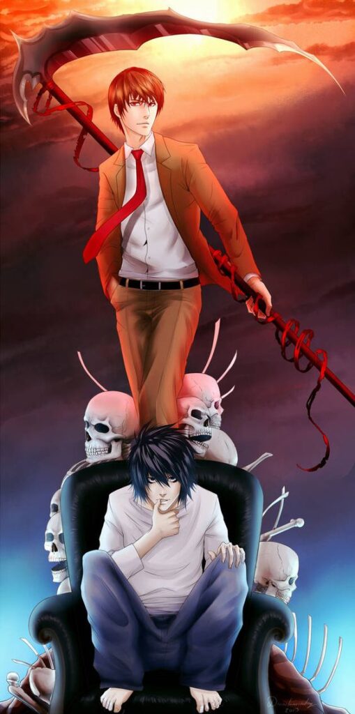 Death note anime - Light Yagami and L Lawliet standing